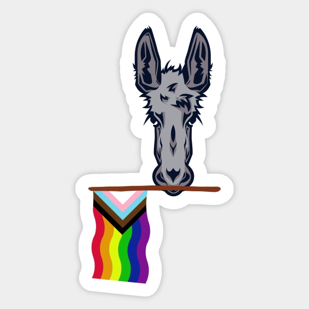 Progressive Pride Democratic Donkey Sticker by Little Duck Designs